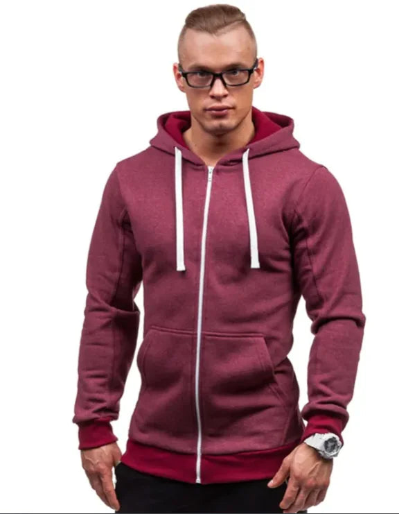 Sweatshirt Men's Zipper Hooded Jacket Men's European And American Hooded Solid Color Cardigan