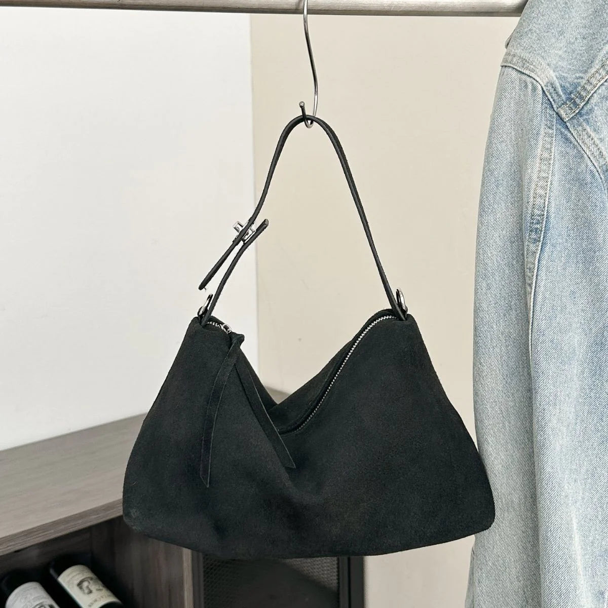 Women's Large Suede Shoulder Bag