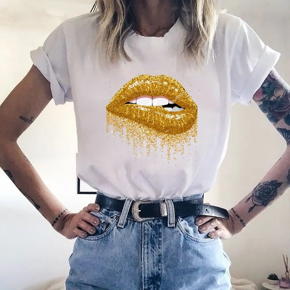 Leopard Lips Print Women's T-Shirt