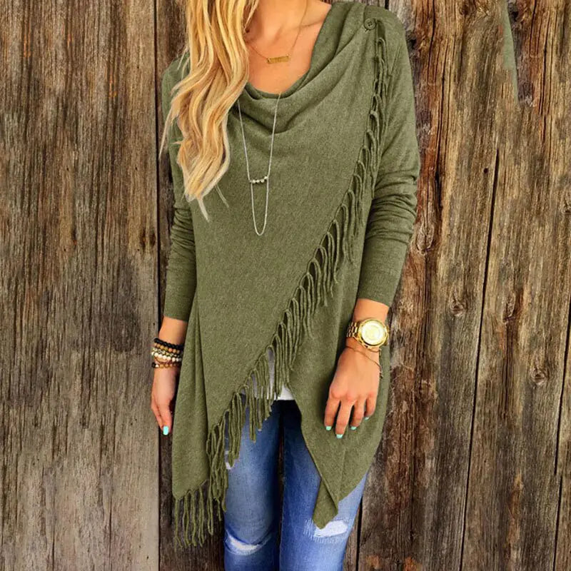 Knitted Tassel Cloak Cardigan Sweater