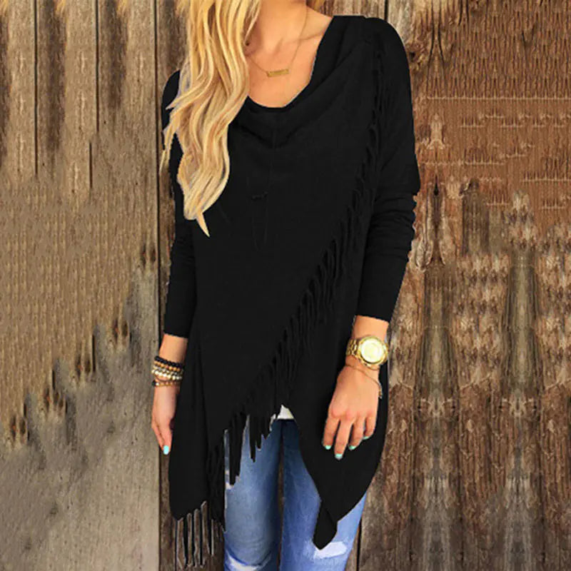 Knitted Tassel Cloak Cardigan Sweater