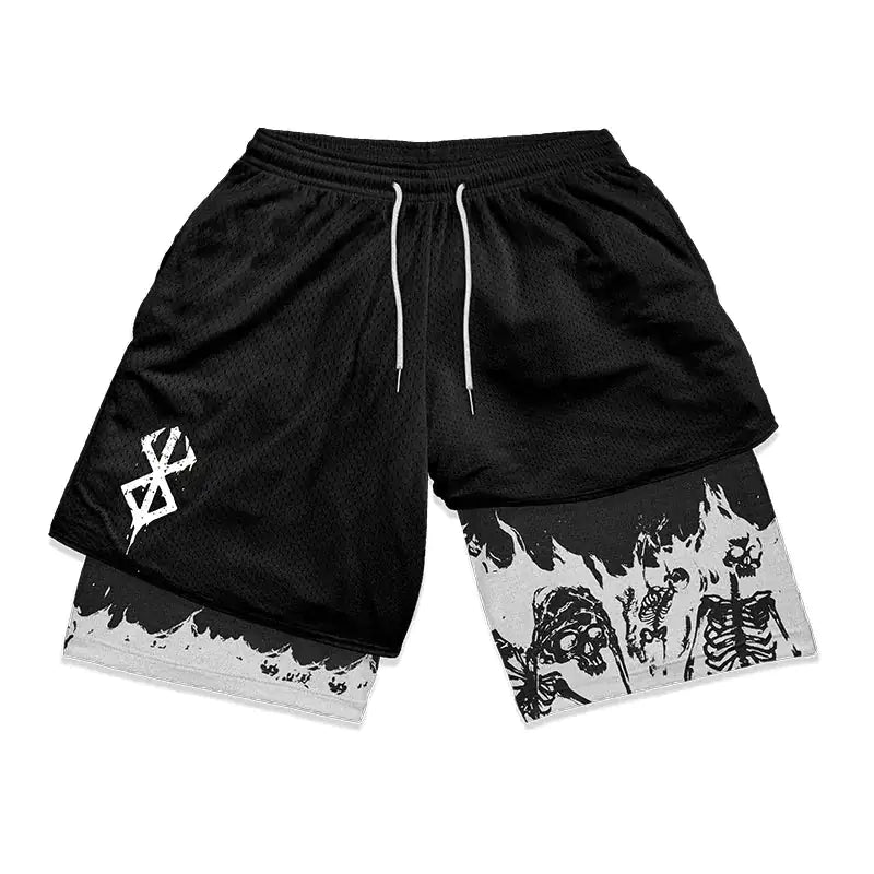 Anime Berserk 2 in 1 Gym Shorts for Men