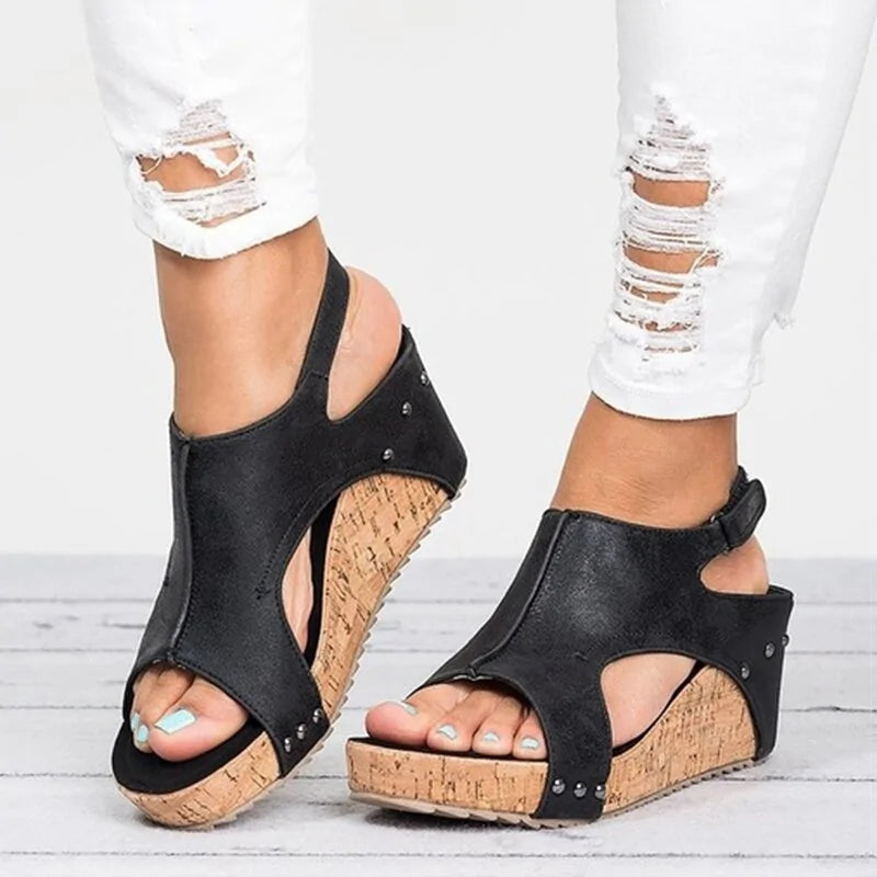 Women's Platform Peep Toe Wedge Sandals