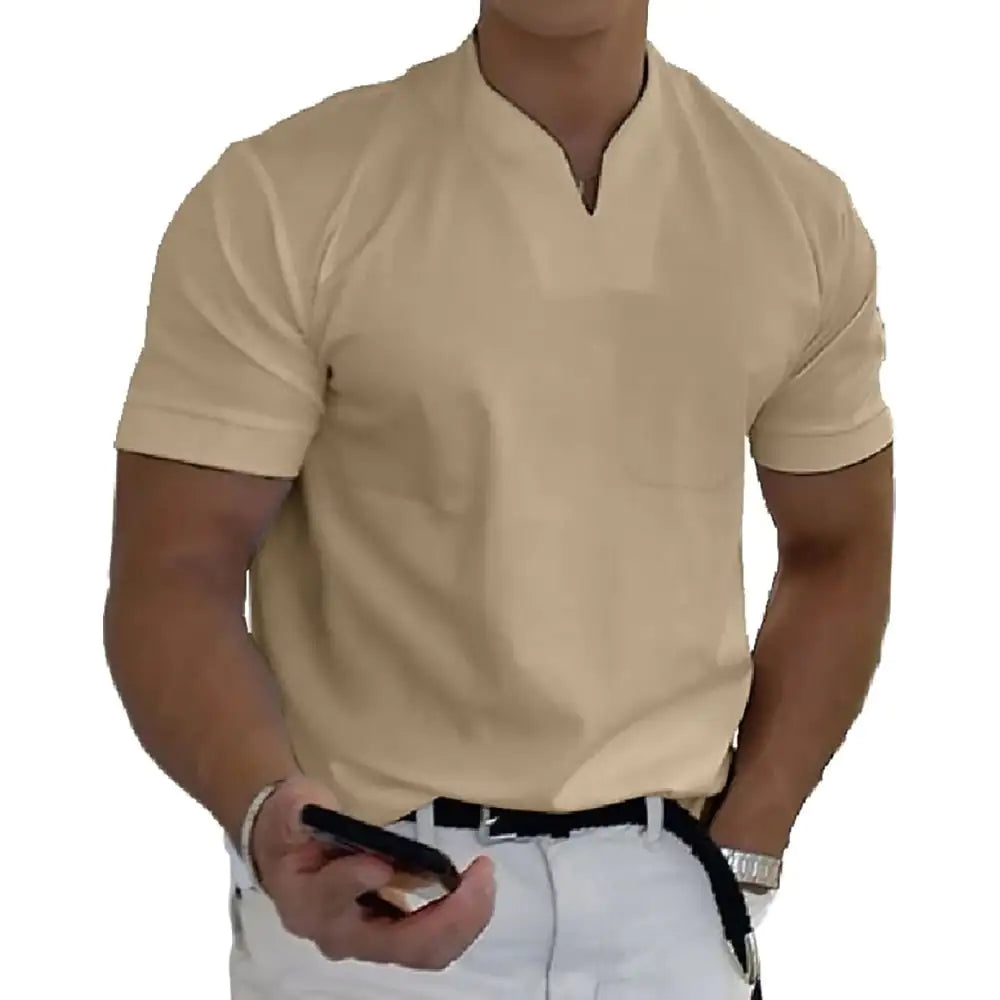 Mens Summer Casual Short Sleeve V-Neck Shirt