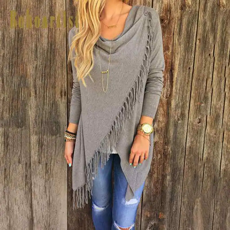 Knitted Tassel Cloak Cardigan Sweater