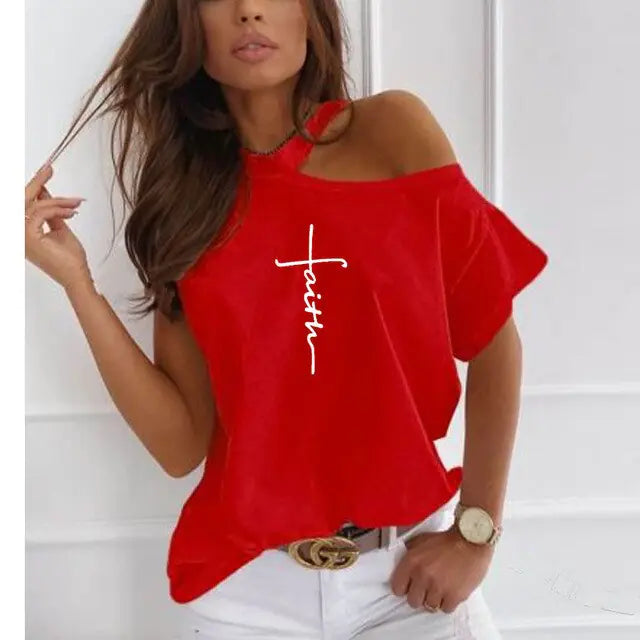 Faith Cross Print Women's Casual T-shirt