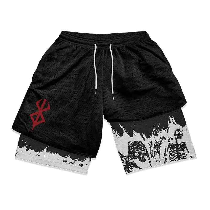 Anime Berserk 2 in 1 Gym Shorts for Men