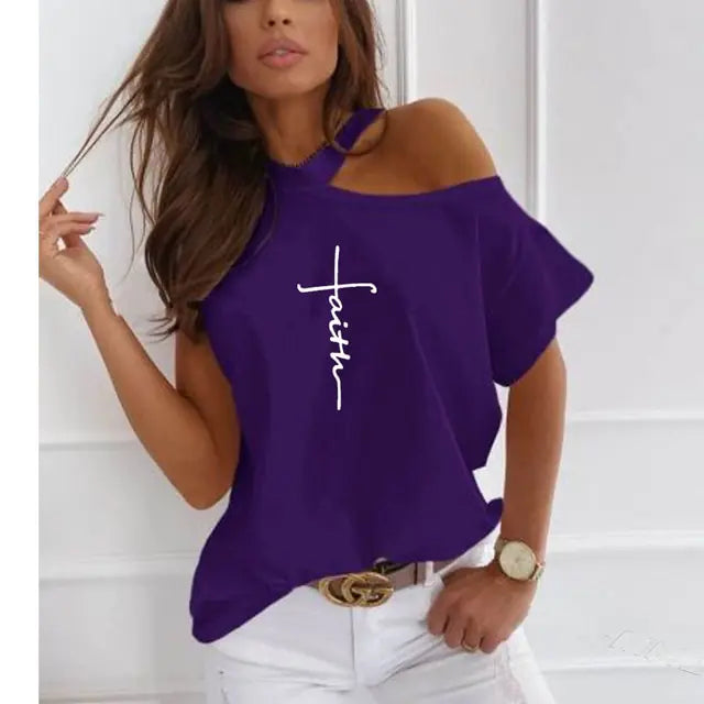 Faith Cross Print Women's Casual T-shirt